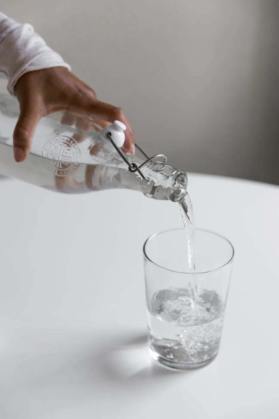 Fresh water being poured into a glass